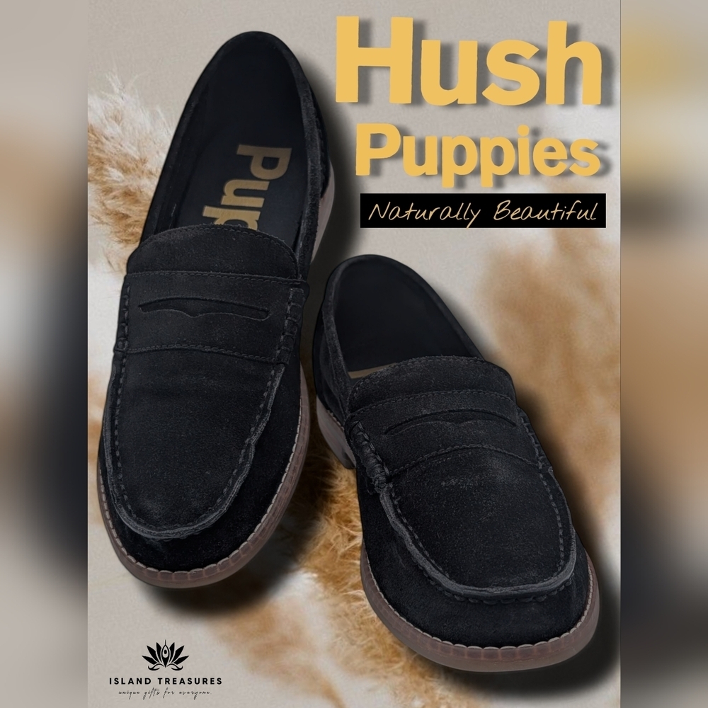 Hush Puppies Wren Women's Sz 8.5 Black Suede Penny Loafer Bounce™ Insole
